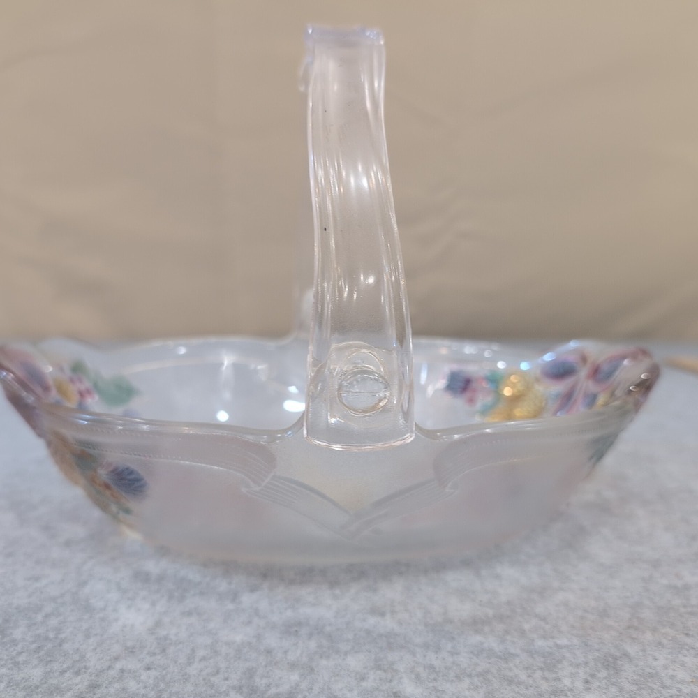 Mikasa Celebrations Holiday Bells Colored Glass Oval Basket Christmas Handle - Picture 3 of 10